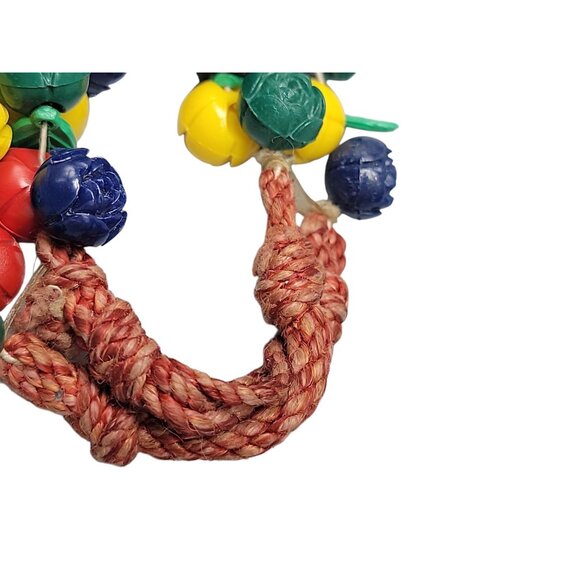Carved Celluloid Flowers Bracelet Multistrand Colorful Bouquet Rope Bottom 8.5" - Picture 8 of 13